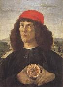 Sandro Botticelli Young Man With a Medallion of Cosimo (mk45) oil painting on canvas